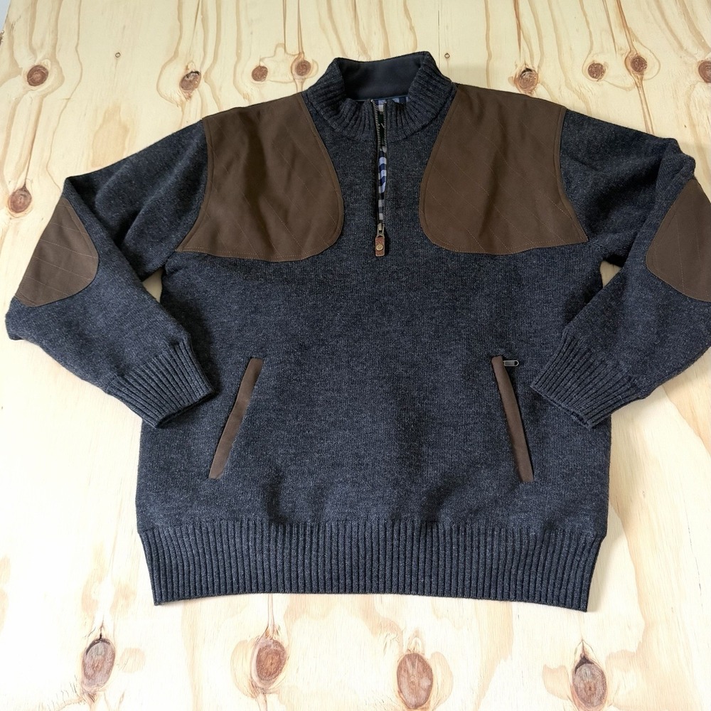 ORVIS Ultimate Foul Weather Sweater Lined 1/4 Zip Pullover Wool Men's Sz Large